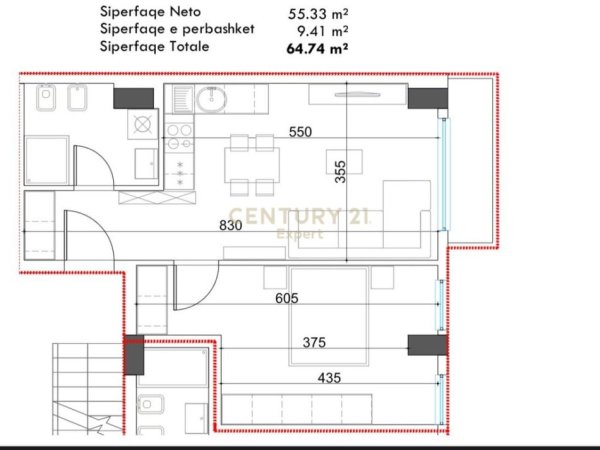 Tirane, jepet me qera apartament 1+1 , 64 m² 650 € 