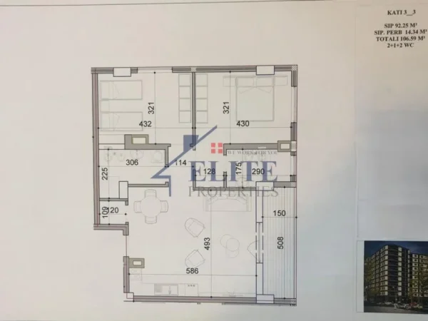 Tirane, shitet apartament 2+1+Ballkon Kati 3, 106 m² 191.683 € (Don Bosko)