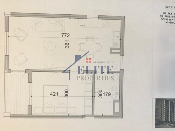 Tirane, shitet apartament 1+1+Ballkon Kati 7, 65 m² 117.738 € (Don Bosko)