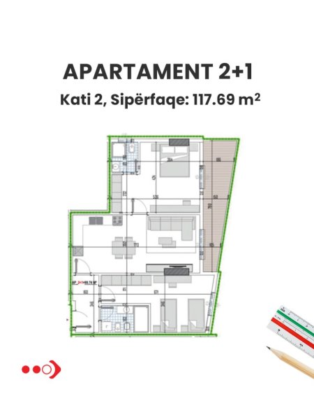 Tirane, shitet apartament 2+1 Kati 2, 117 m² 141.228 € (Arborea Residence)