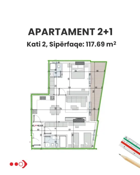 Tirane, shitet apartament 2+1 Kati 2, 117 m² 141.228 € (Arborea Residence)