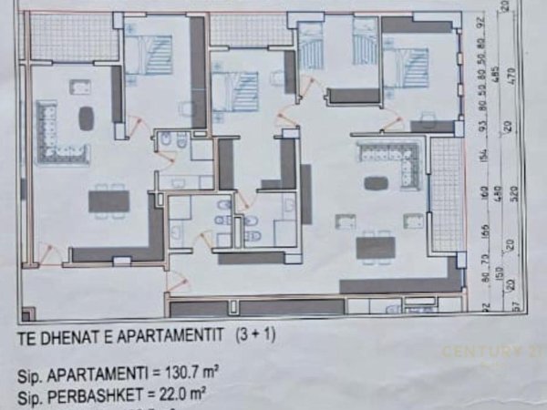 Tirane, shitet apartament 3+1+Aneks+Ballkon Kati 8, 153 m² 123.000 € (Kames)