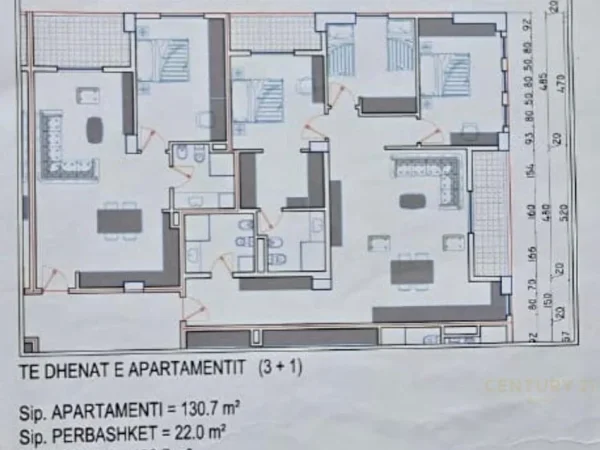 Tirane, shitet apartament 3+1+Aneks+Ballkon Kati 8, 153 m² 123.000 € (Kames)