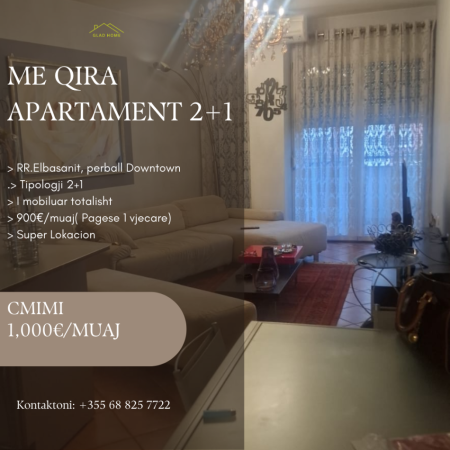Tirane, jepet me qera apartament 2+1 , 1.000 € 