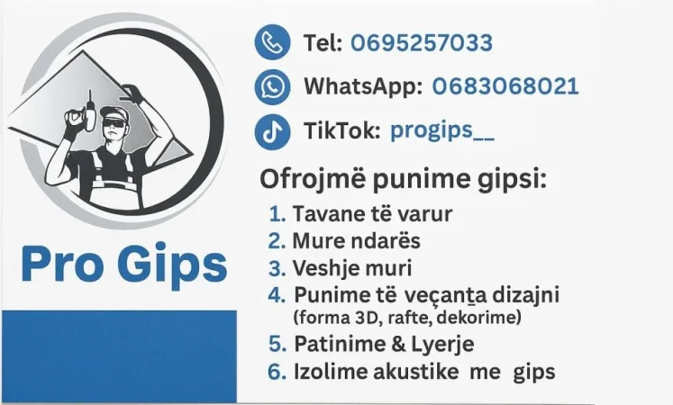 Tirane, Ofroj Punime Gipsi Profesionale