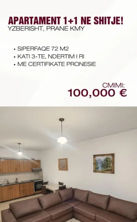 Tirane, shitet apartament 1+1 Kati 3, 72 m² 100.000 € (Yzberisht)
