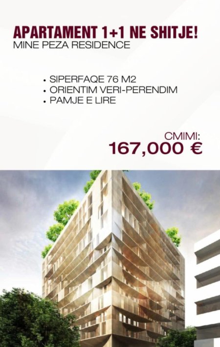 Tirane, shitet apartament 1+1 , 76 m² 167.000 € (rruga mine peza)