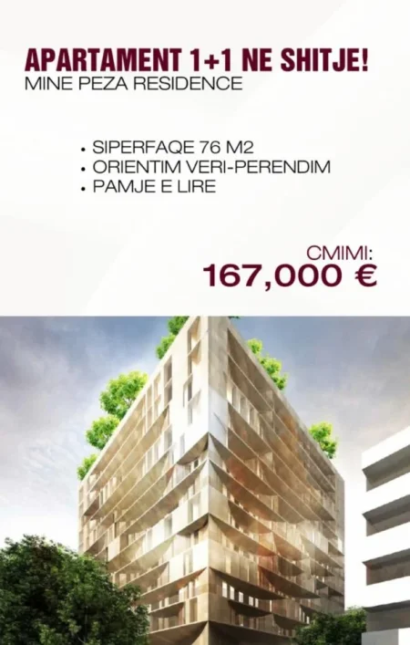 Tirane, shitet apartament 1+1 , 76 m² 167.000 € (Mine peza)