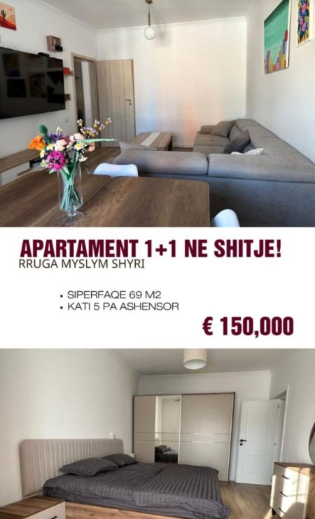 Tirane, shitet apartament 1+1 Kati 5, 69 m² 150.000 € (Myslym Shyri)