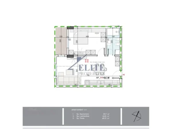 Tirane, shitet apartament 1+1+Ballkon Kati 3, 70 m² 55.000 € (Kamez)