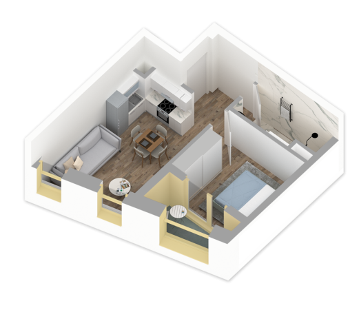 Tirane, shes apartament 1+1 Rezidenca Kadiu