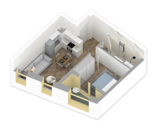 Tirane, shes apartament 1+1 Rezidenca Kadiu