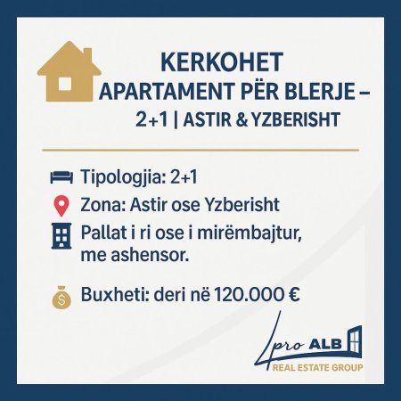 🏠KERKOHET APARTAMENT PËR BLERJE – 2+1 | ASTIR & YZBERISHT📍