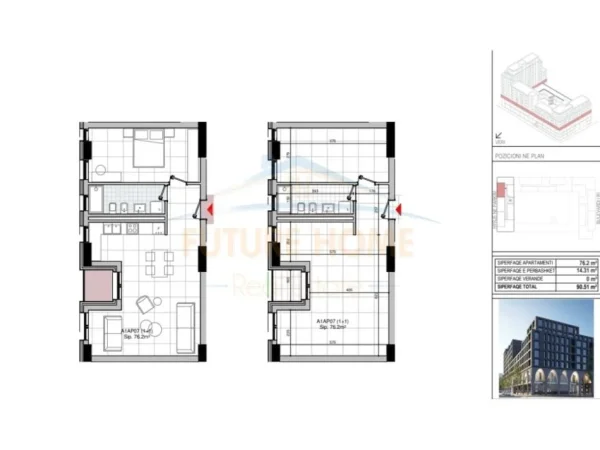 Tirane, shitet apartament 1+1+Ballkon Kati 3, 90 m² 265.000 € (Bulevardi i Ri)