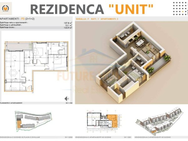 Tirane, shitet apartament 2+1 Kati 1, 123 m² 258.000 € 