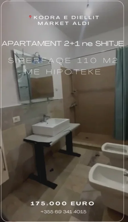 Tirane, shitet apartament 2+1+Ballkon Kati 4, 110 m² 175.000 € (Kodra e Diellit)