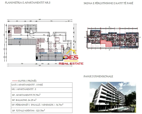 Vlore, shitet apartament 2+1+Ballkon Kati 1, 120 m² (Rruga Aleksandër Moisu)