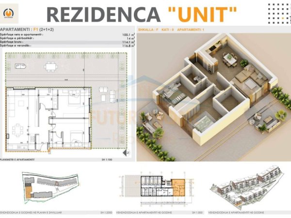 Tirane, shitet apartament 2+1+Ballkon Kati 0, 114 m² 321.370 € 