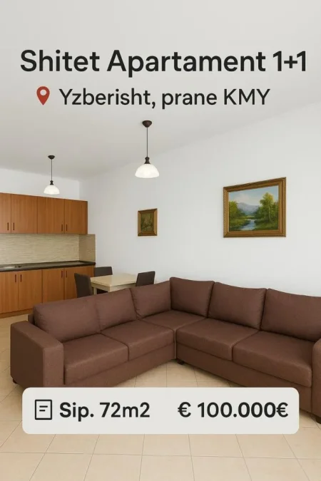 Tirane, shitet apartament 1+1+Ballkon Kati 3, 72 m² 100.000 € (Yzberisht, prane KMY)