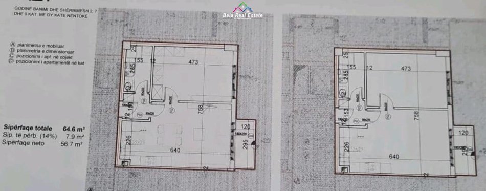 Tirane, shitet apartament 1+1+Ballkon Kati 6, 65 m² 10.100.000 LEKE  (rruga e dibres)