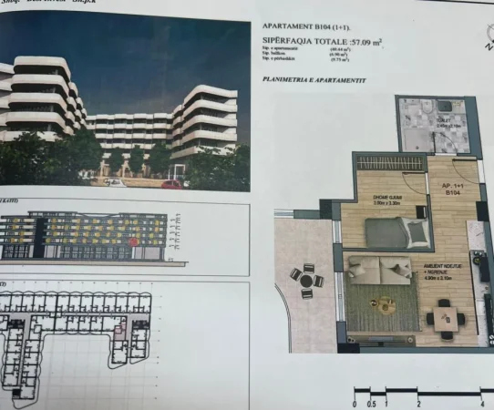 Shqiperi, shes apartament 1+1+Ballkon Kati 1, 57 m² 93.000 € (Qerret Kavaje)