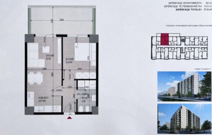Shqiperi, shitet apartament 1+1 Kati 4, 77 m² 1400 m² € (Ish Fusha Aviacionit)