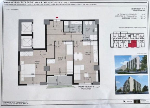 Shqiperi, shitet apartament 2+1 Kati 4, 115 m² 155.000 € (Ish Fusha Aviacionit)