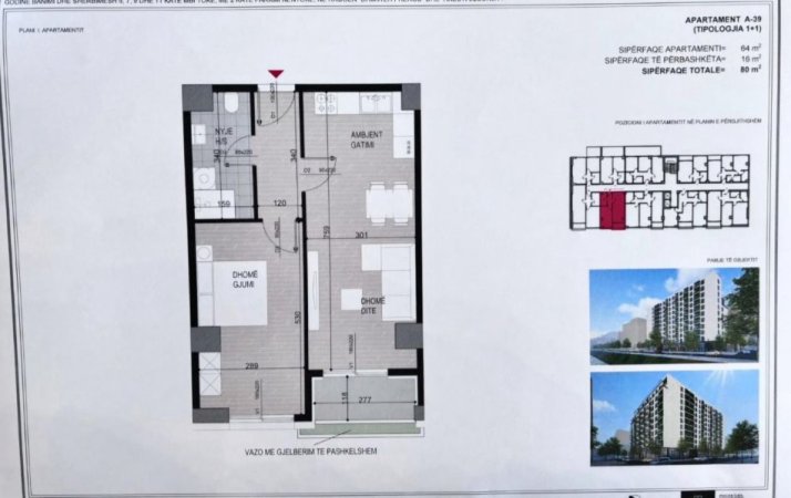 Tirane, shitet 1+1 Kati 4, 80 m² 104.000 € (Ish Fusha Aviacionit)