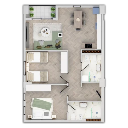 Tirane, shitet 2+1+Ballkon Kati 5, 99 m² 