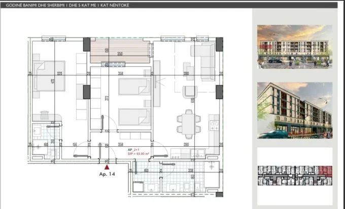 Tirane, shitet apartament 2+1 Kati 3, 108 m² 91.800 € (Kamez)