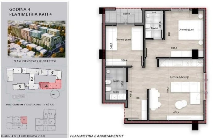 Tirane, shitet apartament 2+1 Kati 4, 103 m² (PORCELAN)