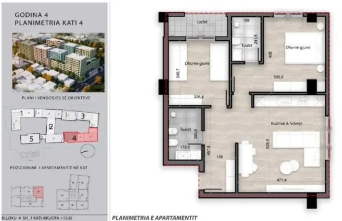 Tirane, shitet apartament 2+1 Kati 4, 103 m² (PORCELAN)