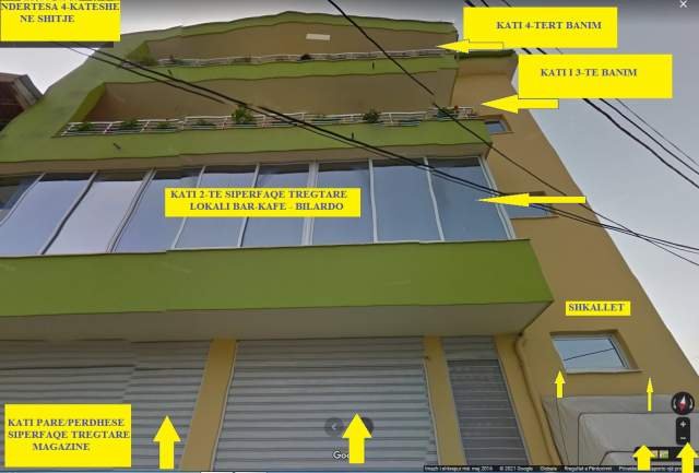 Shitet Ndërtes Re 4-kate, banim & shërbim, ideale për 2-familje, dy-kate te para sip.tregtare 260m2, kati 3 & 4 banim 313m2, rr. P.Gurakuqi,100m nga r