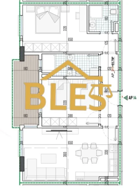 Tirane, shitet apartament 2+1 Kati 2, 100 m² 115.001 € (Paskuqan)