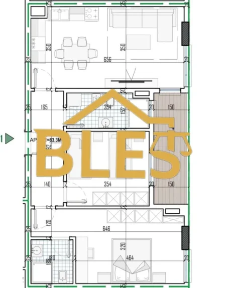 Tirane, shitet apartament 2+1 Kati 1, 100 m² 115.000 € (Paskuqan)