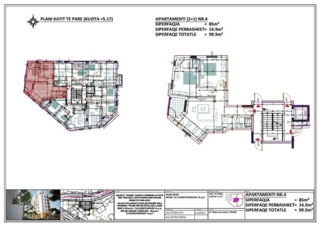 Tirane, shitet apartament 2+1+Ballkon Kati 1, 100 m² 