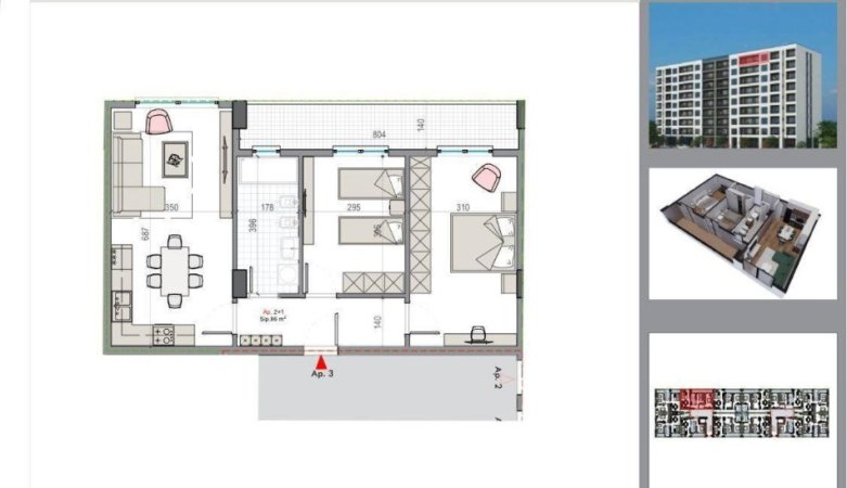 Tirane, shitet apartament 2+1 Kati 8, 79 m² 79.000 € (KAMEZ)