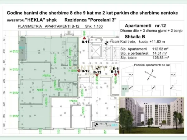 Tirane, shitet apartament 3+1+Ballkon Kati 3, 127 m² 203.000 € (Porcelan)