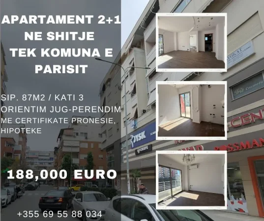 Tirane, shitet apartament 2+1+Aneks+Ballkon Kati 3, 87 m² 188.000 € (Komuna e parisit / prane Kristal Center)