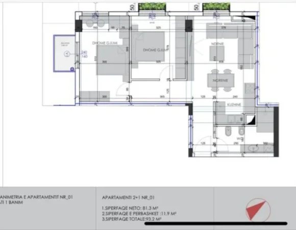 Tirane, shitet apartament 2+1 Kati 1, 93 m² 162.000 € (ALI DEMI)