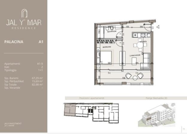 Himare, shitet apartament 1+1+Ballkon Kati 2, 82 m² 298.000 € (HIMARE)