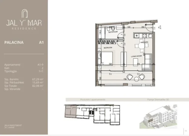 Himare, shitet apartament 1+1+Ballkon Kati 2, 82 m² 298.000 € (HIMARE)
