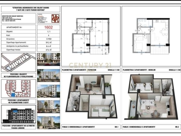 Qerret, shitet apartament 1+1 Kati 6, 68 m² 74.360 € (Rezidenca “Blue Horizon”)