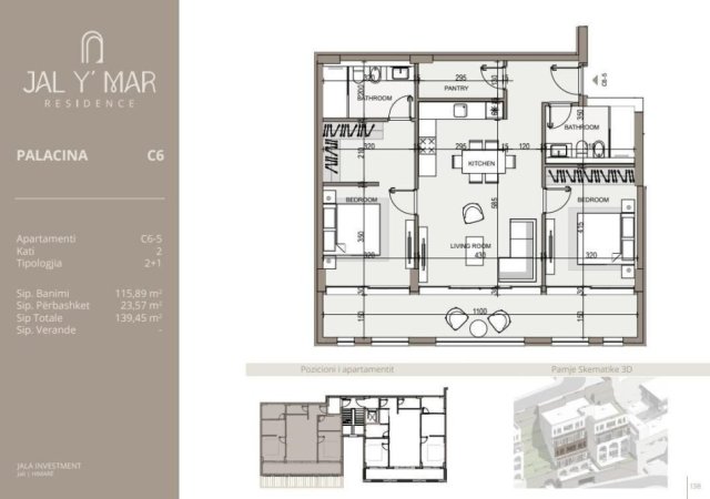 Vlore, shitet apartament 2+1 Kati 2, 139 m² (HIMARE)