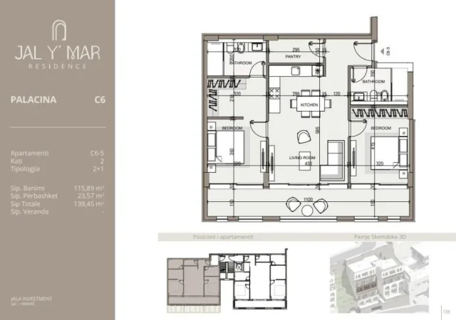 Vlore, shitet apartament 2+1 Kati 2, 139 m² (HIMARE)