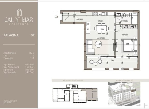 Vlore, shitet apartament 1+1+Ballkon Kati 2, 80 m² 314.800 € (HIMARE)