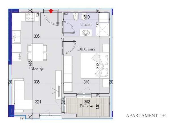 Tirane, shitet apartament 1+1+BLK Kati 7, 60 m² 57.095 Euro (Kthesa e Kamzës)