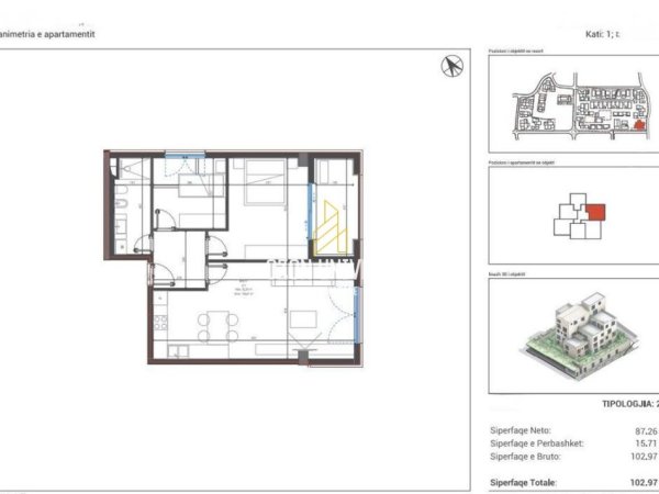 Vlore, shitet apartament 2+1+Ballkon Kati 1, 103 m² 272.871 € (Village Square, Dhërmi)