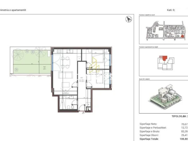 Vlore, shitet apartament 2+1+Ballkon Kati 0, 108 m² 256.558 € (Village Square, Dhërmi)