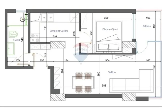 Tirane, shitet apartament 1+1 Kati 7, 124 m² 188.000 € (Rruga Tom Plezha, Tiranë)
